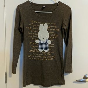 Brown long sleeved top with bunny image